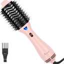 Aima Beauty Blow Dryer Brush - Ionic Ceramic Hot Air Brush for Frizz-Free Straightening & Voluminous Blowout, 2.3/ 60mm Oval Barrel with Nylon Bristles, 360 Surrounded Vent, 3 Heat Settings, Pink