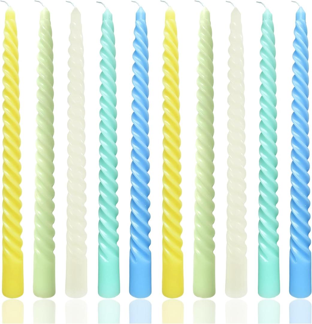 10 Inch Colored Taper Candles, 10 Pack Unscented Dripless Colored Candlesticks for Spring Decor Dinner Parties Home Decoration and Celebrations