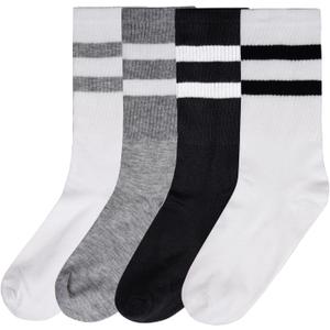 phnydreg 4 Pairs Slouch Striped Crew Socks Sporty Calf Casual Socks for Girl Women