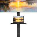 Steel Base Rolling TV Stand for 32-75 inch TVs up to 110 lbs, Leveling & Tilt & Swivel Mobile TV Stand with Hidden Wire Management, Height Adjustable Portable Tv Stand with Steel Shelf, Black