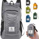 4Monster Hiking Daypack,Water Resistant Lightweight Packable Backpack for Travel Camping Outdoor (24L, Silver)