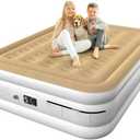 Ezyrest Air Mattress Queen with Built in Pump, Portable Air Bed for Camping & Guest, Antileak Blow Up Mattress with Soft Flocked Top, Foldable Queen Air Mattress with Built in Pump