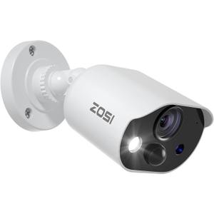 ZOSI 1080P HD-TVI Add On Camera, 2MP 1920TVL Indoor Outdoor Surveillance Home Security Camera with Audio, Night Vision, Smart Motion Detection, IP66 Weatherproof, Only Work 3K Lite CCTV DVR (Wired-1Cam)