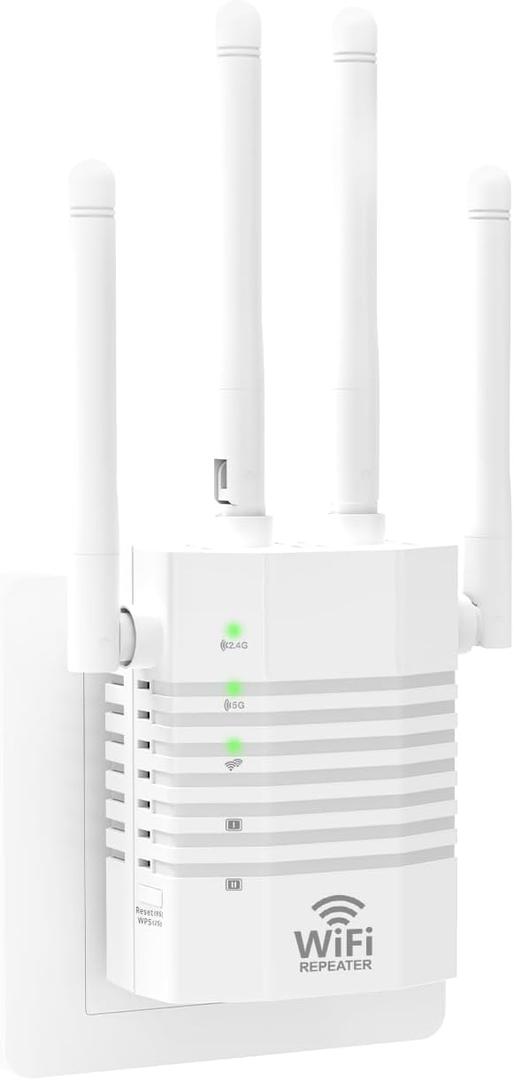 1-Tap Setup WiFi Extender, Dual Band 5GHz/2.4GHz WiFi Signal Booster, 12880 Sq.Ft WiFi Range Extender, 105 Devices Supported, Ethernet Port & High Speed Signal Amplifier (white-Q4)