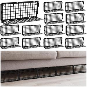 Treela 12 Pcs Under Couch Blocker for Bed Couch Furniture Underneath Under Bed Blocker with Zip Ties, Prevents Toys Pets Under Furniture Ideal for Living Room Bedroom, Black (14.5 x 4.7 x 6.7'')