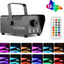 Fog Machine - Smoke Machine with 12 Colorful LED Lights Effect, 2000CFM Smoke Machine Fog Halloween with Wired and Wireless Remote Control, Ideal for Outdoor, Wedding, Parties, and DJ Stage