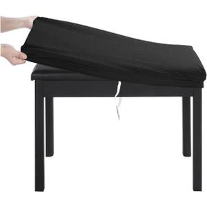 BUYUE Luxury Piano Bench Cover, (20"- 27") L x (11.8"- 15.7") W Stretch Jacquard Washable Rectangle Dressing Stool Slipcover (S, Black)