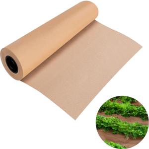 DECOHS 3 x 100 Ft Biodegradable Paper Weed Barrier- Heavy Duty Biodegradable Garden Bed Grass- Garden Paper Weed Control Barrier Weed Grass Blocker for Outdoor Garden Lawn