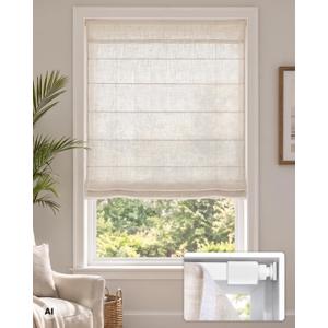 LazBlinds No Drill Cordless Roman Shades, 30" W × 48" H, Faux Linen