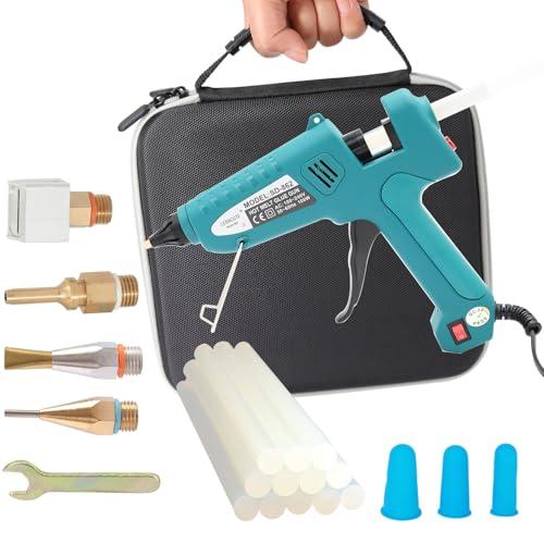 Professional Hot Glue Gun Kit with Case, Full Size Hot Glue Guns Luxury Set with 4Pcs Different Interchangeable Copper Nozzle Set and Glue gun Sticks 12Pcs