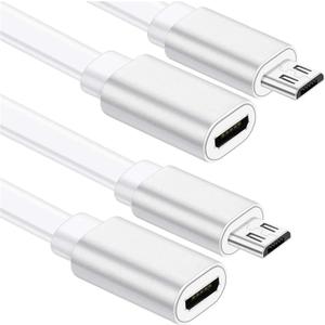 Sumind 2 Pack 20FT Total Micro USB Extension Cables, Male to Female Extender Cord Compatible with Wyze Cam OG, WYZE Cam Pan,Wyze Cam V3,Kasa Camera EC60, KC100, KC400 (White)