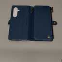 Defencase for Galaxy S25 Case Wallet with RFID Blocking Card Holder for Women Men, Elegant PU Leather Magnetic Snap Flip Wristlet Strap Zipper Wallet Phone Cases for Samsung Galaxy S25 5G 6.2", Blue