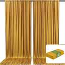 2 Panels Gold Backdrop Curtain, 10 x 10 Feet Background Curtains for Parties, Weddings, Baby Showers, Bachelorette Halloween, Christmas Birthday Party Photoshoot Backdrop Curtains Decorations