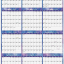 24" x 36" 2025 Wall Calendar Dry Erase - Large Starry Sky Wall Calendar Wet & Dry Erasable Laminated 12 Month Annual Yearly Planner, Reversible, Blue