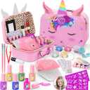 Kids Nail Polish Set for Girls, Nail Art Kit with Nail Dryer & DIY Nail Stickers, Nail Kit Toys for Girls with Non-Toxic Nail Polish, Age 3-12 Little Girl Gift Toys- Pink