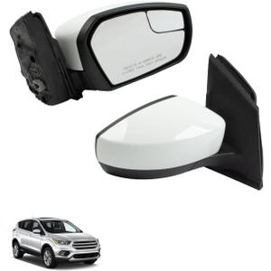 Right Passenger Side Mirror Fit for Ford Escape 2017 2018 2019 with Manual Folding Power Glass Replace FO1321564 GJ5417682BB, Non Heated White Mirror Cover 3 pins