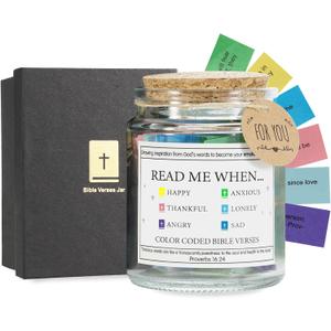 Read Me When Bible Verses Jar, 96 Color-Coded Scripture Cards for Daily Encouragement, Prayer Jar, Christian Gifts for Women & Men, Mother's Day Birthday Prayer & Scripture Gifts