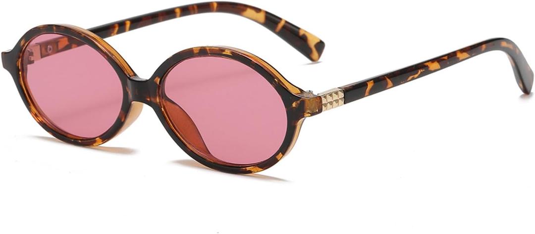 Retro Oval Sunglasses for Women Men Trendy Round Tortoise Sun Glasses 90s Vintage Shades