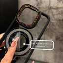 for iPhone 16 Pro Max Colorful Glass Beads,Bling Magnetic Holder Transparent Phone Case,Suitable for Magsafe,Light Luxury and Simplicity,Green