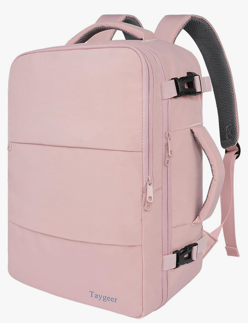 Taygeer Travel Backpack for Women, Carry On Backpack with USB Charging Port & Shoe Pouch, TSA 15.6inch Laptop Mochila Flight Approved, Nurse Bag Casual Daypack for Weekender Business Hiking, Pink XL