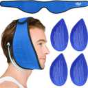 Hilph Face Ice Pack Wrap for Wisdom Teeth & TMJ, FAS or HSA Larger Jaw Ice Pack Head Wrap for Oral Surgery Pain Relief, with 4 Hot Cold Packs for Tooth Extraction & Teeth Removed, Tonsillectomy Blue