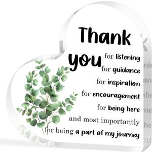 Thank You Gifts for Women, Teacher Appreciation Gifts, Acrylic Heart Desk Decor, Inspirational Gifts,Thanksgiving Christmas Birthday Presents for Nurse Boss Coworker Social Worker 5.12 In