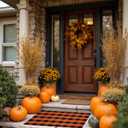 Buffalo Plaid Area Rug, Checkered Rug 27.5x43 Inches, Black and Orange Rug, Washable Cotton Mat for Front Porch, Entryway, Kitchen, Living Room, Christmas Decor