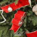 MAYREEL Christmas Velvet Wired Ribbon 2.5 Inch Red with Gold Tinsel for Tree Decorations, Garlands, Wreaths, Gift Wrapping and Holiday Crafts - 10 Yards