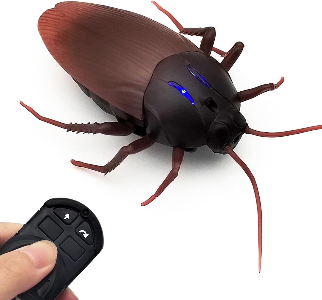 Tipmant RC Cockroach Remote Control Car Vehicle Animal Toys Electronic Realistic Insect Bug Glowing Eyes Cat Pet Kids Gift