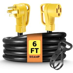 50 Amp RV/EV Extension Cord 6 FT Outdoor with Grip Handle, Flexible Heavy Duty Gauge 6/3AWG+8/1AWG 4 Prong RV Power Cord Waterproof, NEMA 14-50P to 14-50R, ETL Listed