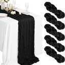 5 Packs Black Cheesecloth Table Runner, 10Ft x 35" Rustic Gauze Boho Wedding Table Runner Decoration, Wedding Table Decor Table Cloth for Wedding Party Bridal Shower Table