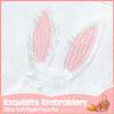 Cute Bunny Pillow Covers 18x18 Set of 2, Ultra-Soft Plush Faux Fur White Rabbit Throw Pillowcases with Pink Embroidered Ears for Spring Farmhouse Home Decor, Kids Room & Easter Gifts