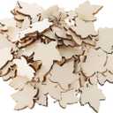 100pcs Mini Maple Leaf Wood DIY Crafts Cutouts Wooden Maple Leaf Shaped Unfinished Wood Ornaments for DIY Projects Thanksgiving Party Decorations