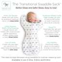 Amazing Baby Transitional Swaddle Sack with Arms Up Half-Length Sleeves and Mitten Cuffs, Small, 0-3 months, 6-14 lbs, Tiny Elephants, Sterling (Arms Up Swaddle, Transition Swaddle Sleep Sack)
