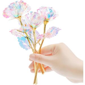 18 Pcs Galaxy Rose Colorful Rainbow Artificial Flowers Crystal Flower Best Gifts for Mother's Day Thanksgiving Valentine's Day Girl's Birthday Party