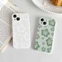 Skyseaco for iPhone 13 Case Cute Hibiscus Phone Case Flower Design Soft Slim TPU Shockproof Camera Protection Phone Cover for Women Girls - Green