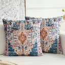 Boho Throw Pillow Covers 18x18 inch Set of 2,Boho Vintage Carpet Pattern Antique Ethnic Decor Double Sided Pattern Cushion Cover Soft Pillow Case Living Sofa Room Bed Square Pillow Cover
