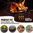 24" Round Fire Pit Grate - 8-Leg Design with 12 Bars, Reinforced Rim & High-Temp Powder Coat for Ultimate Stability & Safety - Ideal for Fireplace, Hearth, Wood Stove and Outdoor Campfire