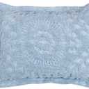 Better Trends Rio Collection is Super Soft and Light Weight in Floral Design 100% Cotton Tufted Unique Luxurious Machine Washable Tumble Dry, Standard Sham, Blue