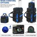 4 Ball Bowling Bag with Wheels, 3 Ball Bowling Bags Roller with 1 Ball Add On Bag, Multi-Pockets & Shoe Compartment (Fits Up to Size 16)