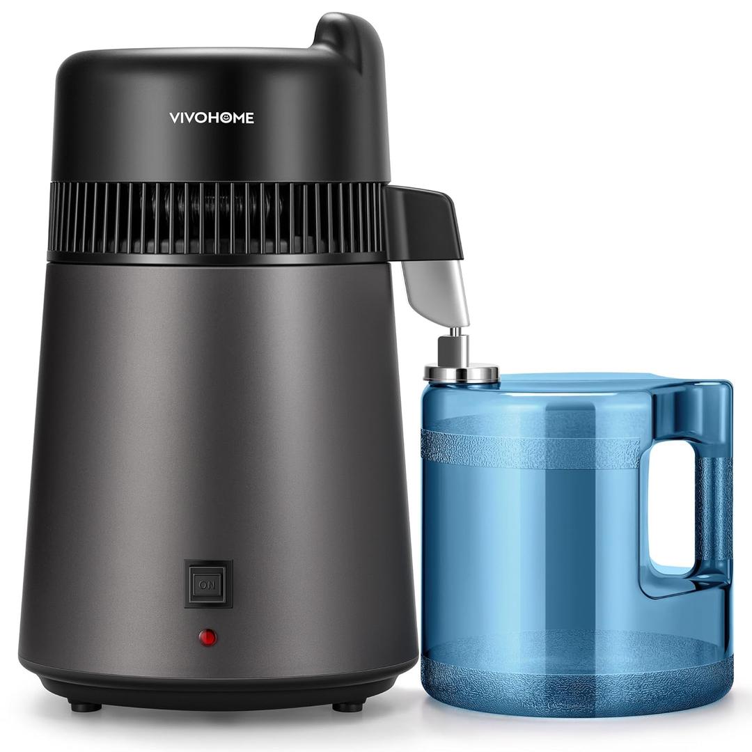 VIVOHOME Water Distiller Countertop 1.6 Gallon/6L 900W Distilled Water Machine with Smart Switch Purifier Filter for Home Office, Black