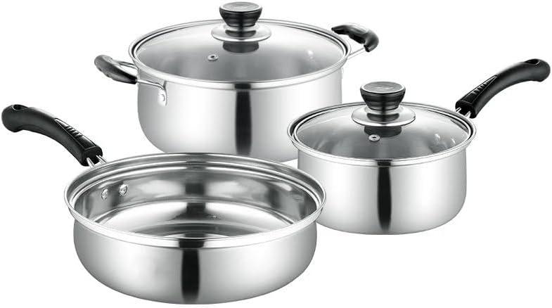5-Piece Stainless Steel Cookware Set  Includes 2 Pots with Glass Lids & 1 Frying Pan  Induction Compatible, BPA-Free, Oven Safe  Durable & Easy to Clean.