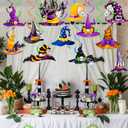 2 x 24Pcs Witch Hat Theme Hanging Swirls Halloween Party Decorations Halloween Witch Hats Theme Ceiling Swirl Streamers for Witches Themed Birthday Party Baby Shower Supplies