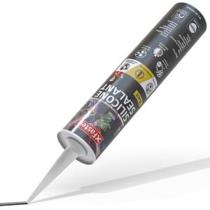 XFasten Silicone Sealant Waterproof Black Cartridge, 10.1 oz (Single Pack) Black Caulking Silicone Adhesive Sealant Cartridge for RV, General Use, Window, Door, Glass, Automotive Leak Sealing
