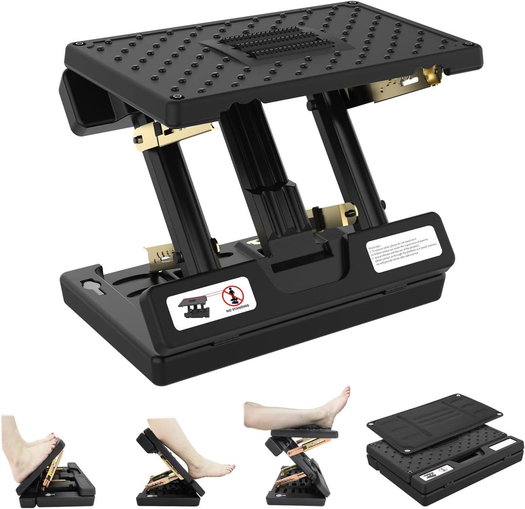 Footrest for Under Desk at Work,Height Adjustable Footrest with Massage Roller and Soft Pad,Foldable, Ergonomic fits Office,Home,Travel,Gaming,Sturdy Metal Frame,All-Season Use(Black)