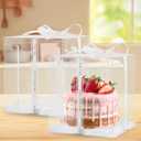 8Pcs Tall Cake Boxes Clear Box with Ribbon, 8x8x9 inch, for 6" cajas para pasteles Tiered Cakes,Transport Gift Boxes for Wedding Valentine'Day and Gift Display. (Clear, 8 * 8 * 9 inch/8pcs)