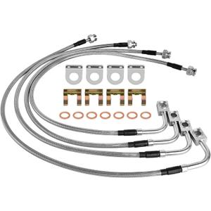 89715 Extended Brake Lines Kit - Stainless Steel Braided for 2007-2018 Jeep Wrangler JK, Non-Corrosive & Direct Fit (Front+Rear)