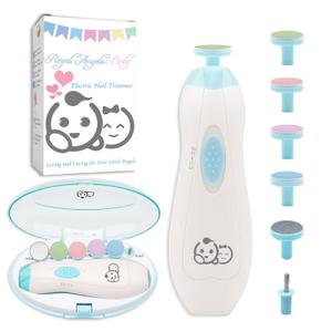Baby Nail Trimmer 6 in 1, Usage Labeled Case, Royal Angels Baby Electric Nail File, Baby Grooming Kit Manicure Set for Toddler and Adults, Newborn Toddler Toes & Fingernails Nail Care Kit (Babyblue)