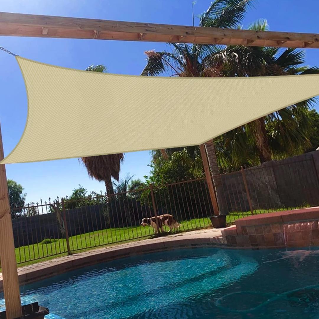 Windscreen4less 18' x 18' Sun Shade Sail Rectangle Outdoor Canopy Cover UV Block for Backyard Porch Pergola Deck Garden Patio (Beige)