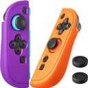 FUNDIARY Replacement for Nintendo Switch 2 Controller, Switch Wireless Controllers Compatible with Switch 2, Anti-Slip Soft Silicone Protective Cover with 2 Thumb Caps, Purple+Orange